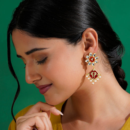 Laung Da Lashkara Maroon & Orange Truck Art Earrings