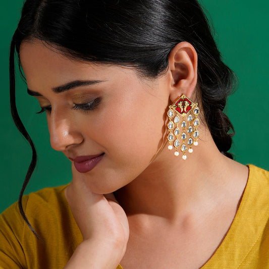 Ashoka Maroon & Orange Truck Art Earrings