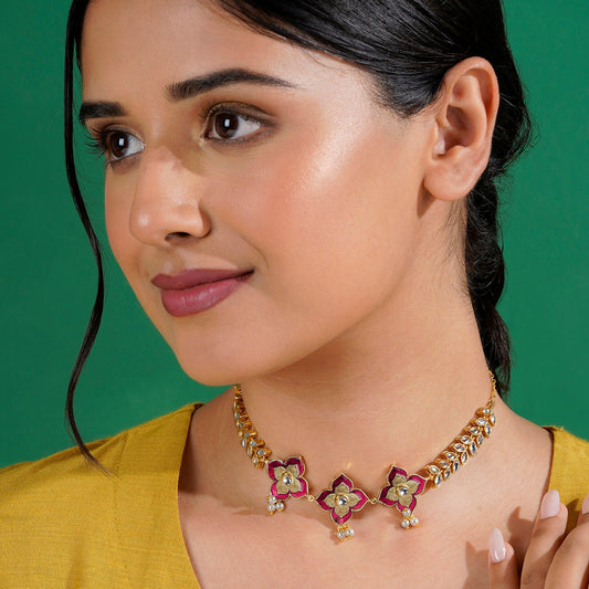 Hello Phools Fuschia Pink Necklace