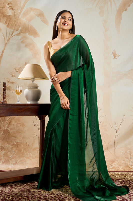 Isveta Green Pre-Draped Saree
