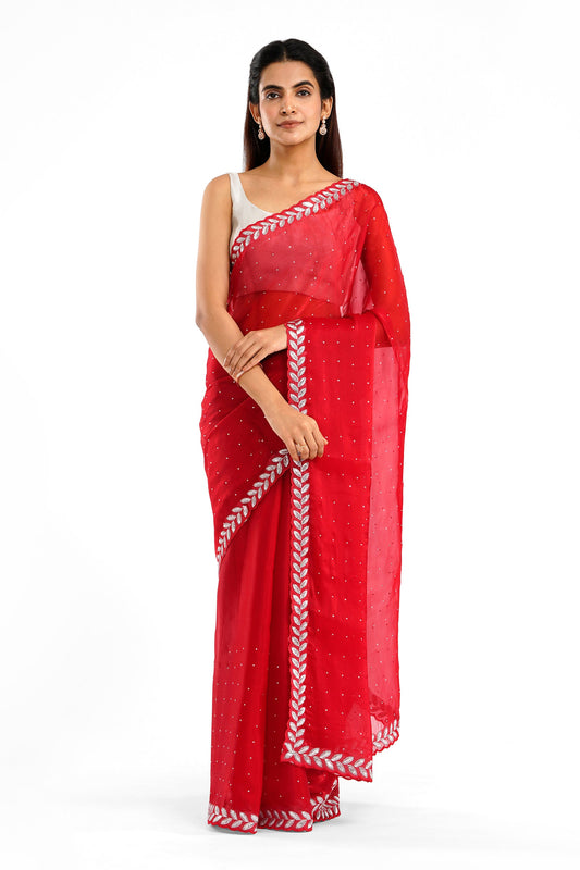 Teejh Harichandana Red Tissue Saree