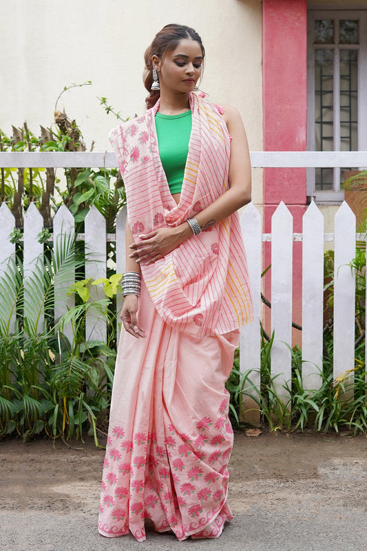 Teejh Gulshan Garden Mulmul Cotton Saree