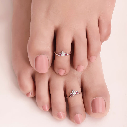Enamel Petal Rhodium Plated 925 Sterling Silver Toering