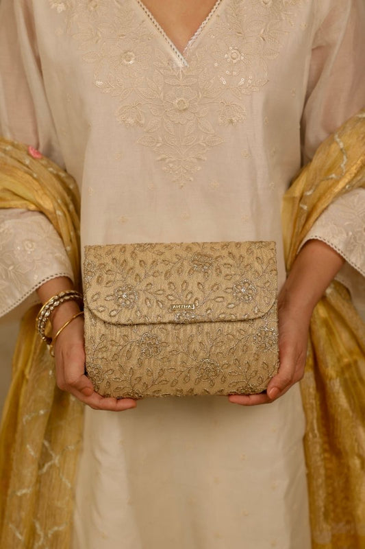 AMYRA - Tarang Flapover Bag - Gold