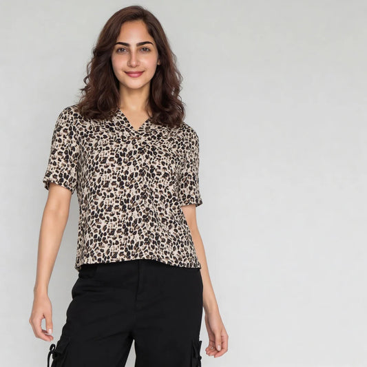 Printed V-Neck Top