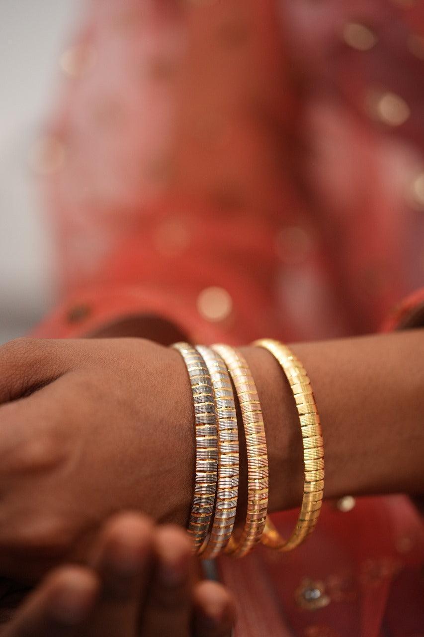 Nita 4 Polish Classic Bangle Set | CNC Gold Plated