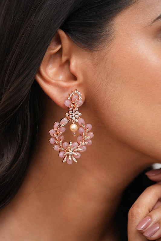 Nina Flash Floral Pastel Beaded Diamond Earrings | Lala Land Collection