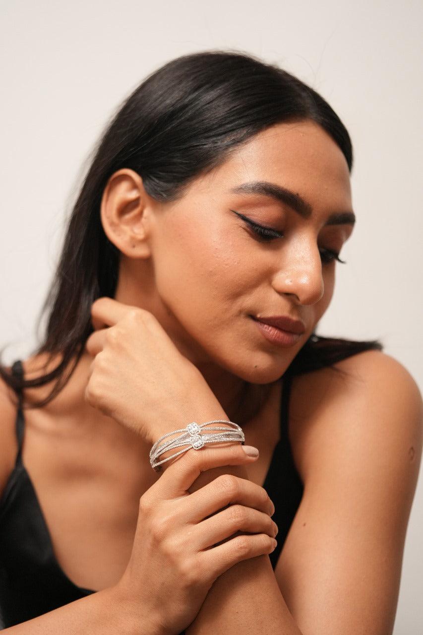Amoora Diamond Baguette Overlay Bracelet