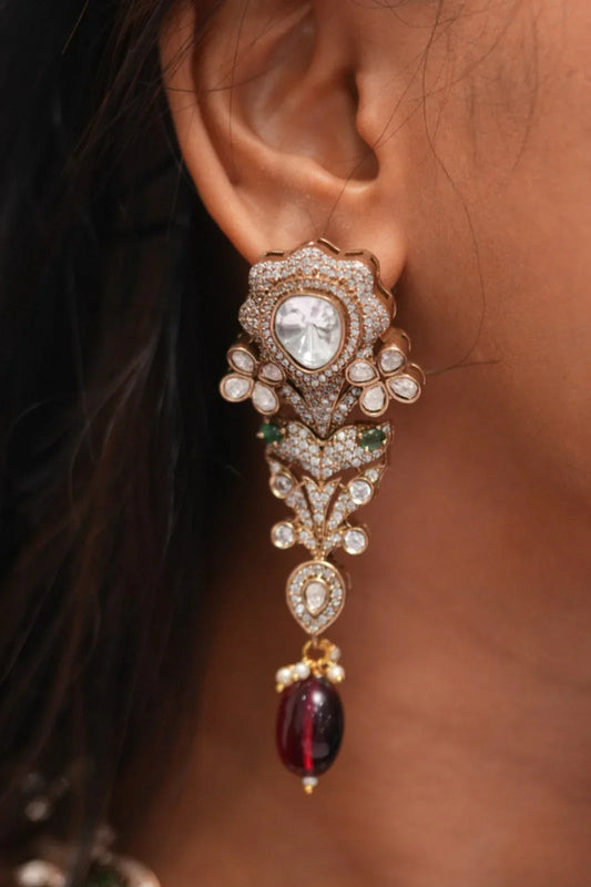 Madhuri Royal Emerald Floral Necklace Set