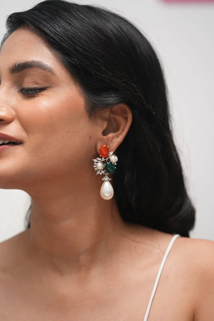 WildPlay Diamond Pearl Gemstone Earrings | GemZ Collection