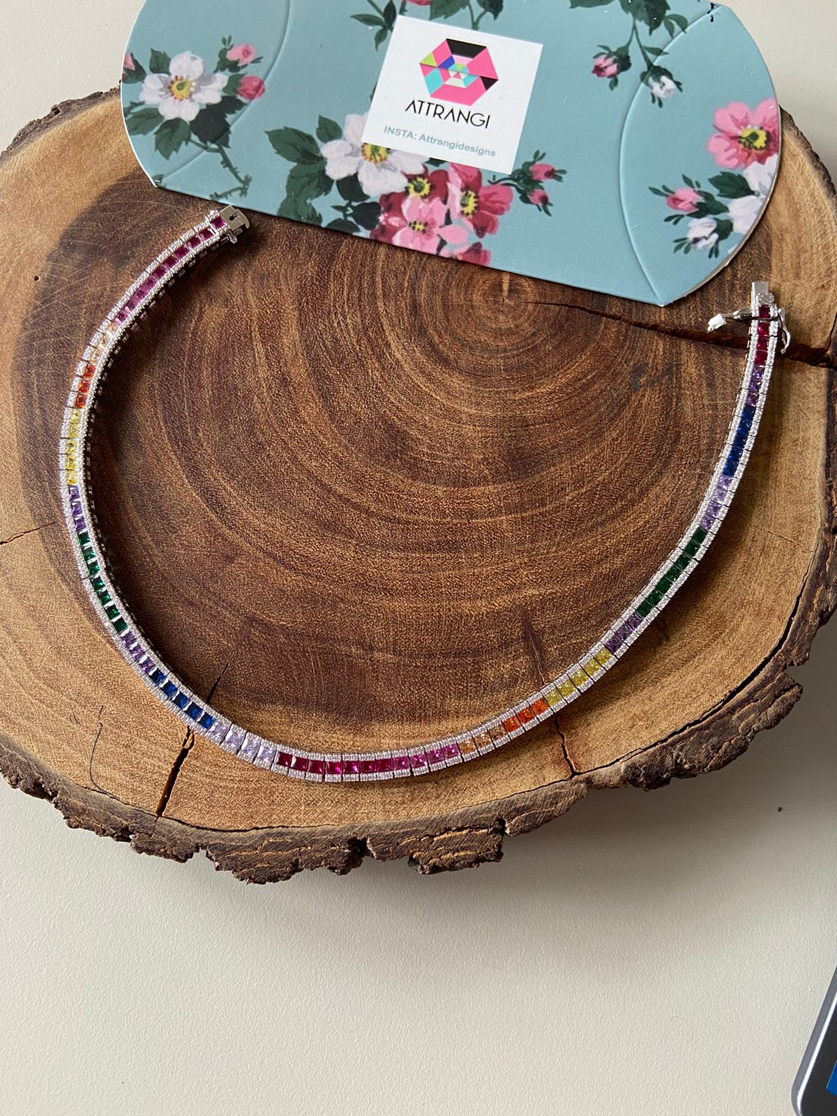 Rainbow Diamond MultiColoured Necklace