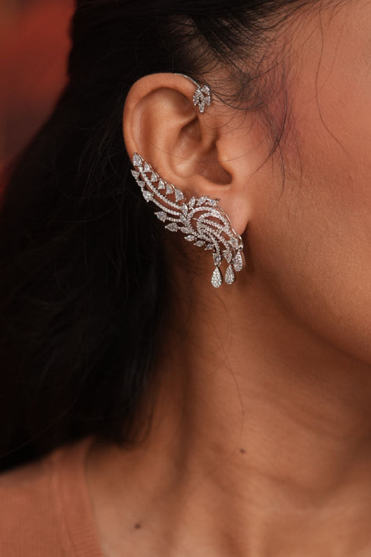 Laura Diamond dangling Drops Earcuff Earring