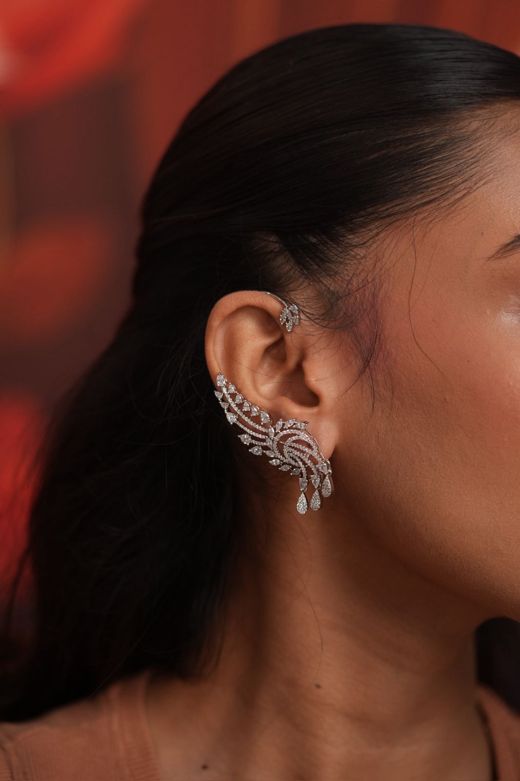Laura Diamond dangling Drops Earcuff Earring