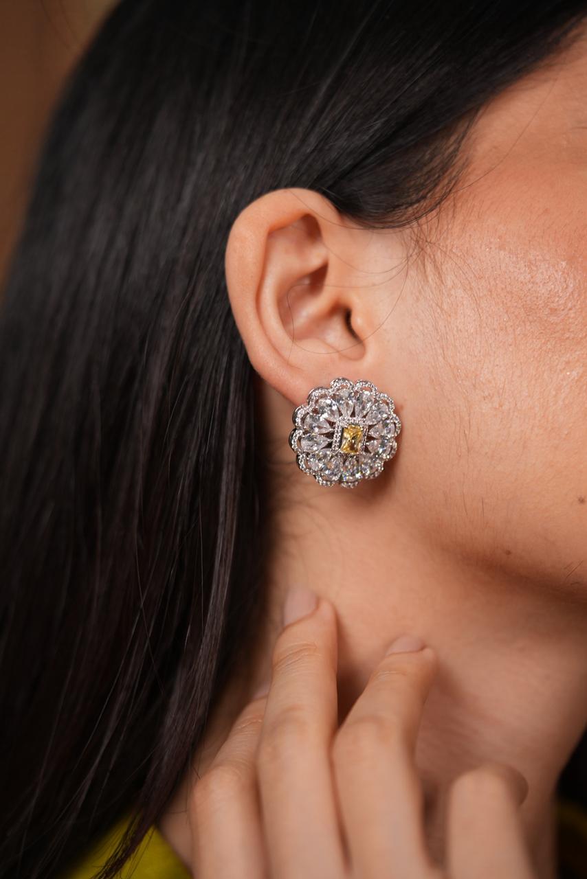 Samantha Diamond Floral Coloured Stone Studs