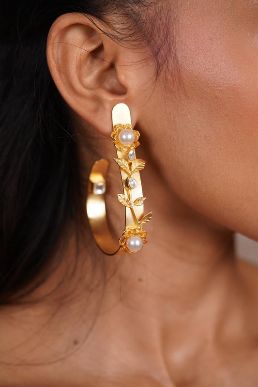 Floral Finesse Gold Earring Hoops