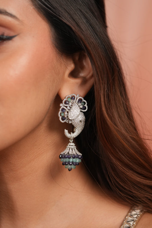 Whimsy Gaja Pastel Beaded Diamond Long Earrings | LaLa Land 2.0