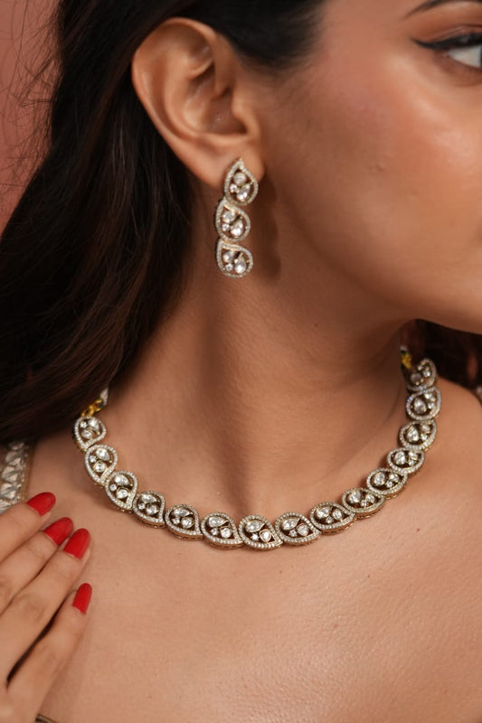 Sheela Moissanite Polki Victorian Necklace Set