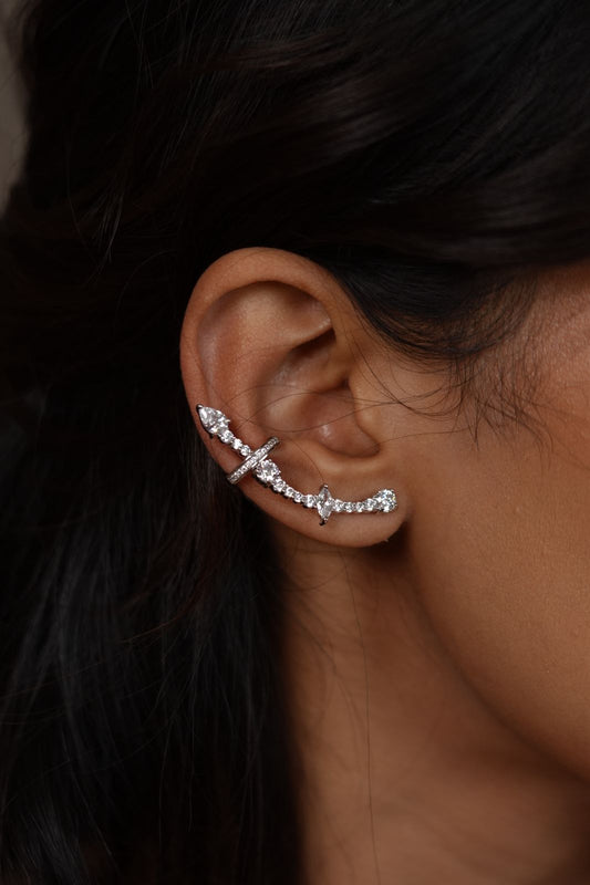 Celestial Curve Diamond Solitaire Ear Cuff