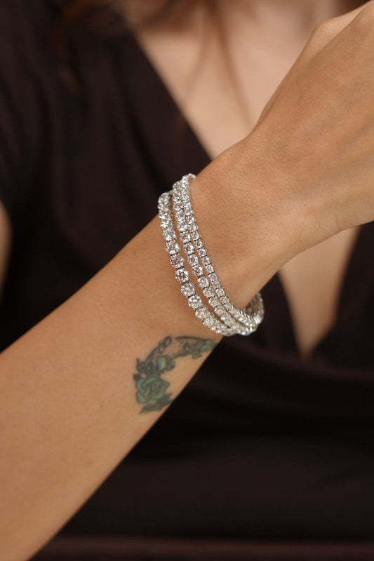 Ekra 3 Row Diamond Tennis Bracelet | Attached | 10-20-30 cent