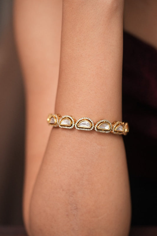 Shikha Moissanite Designer Polki Bangle Set | Non Openable