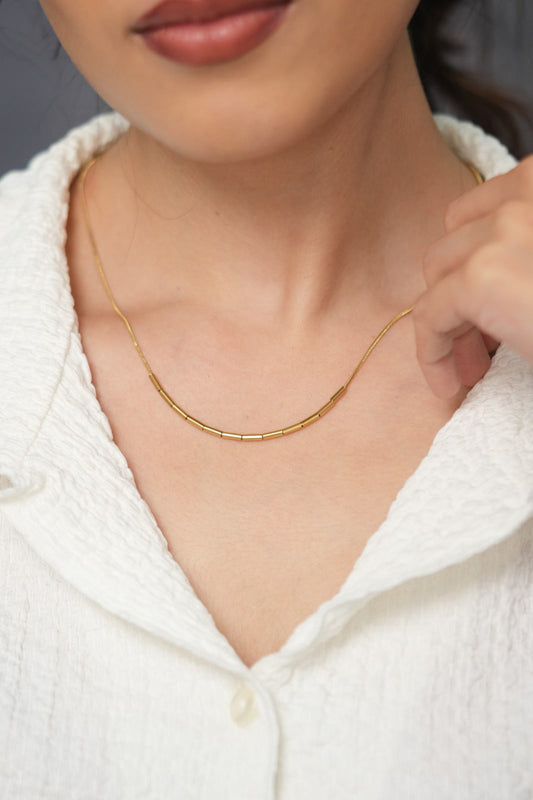 Minimal Mood Maximum Glow Sleek Western Party Wear Gold Necklace