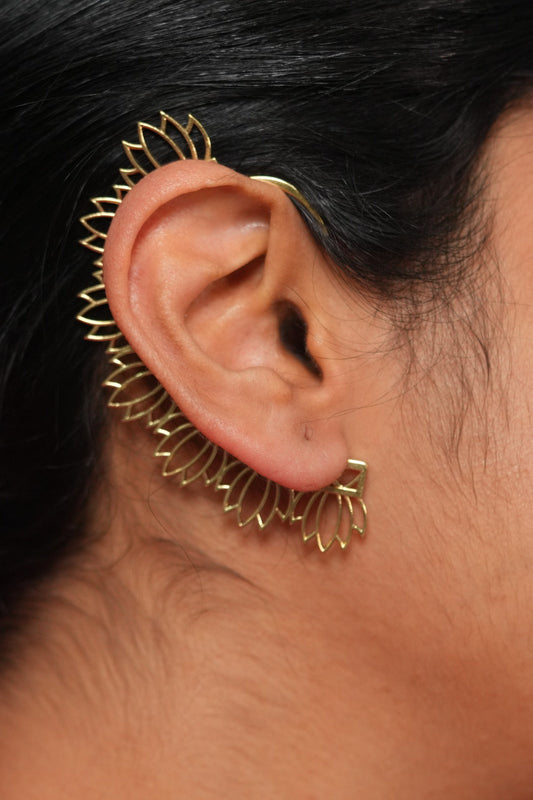Goa Golden Lotus Sunray Party Wear Western EarCuff