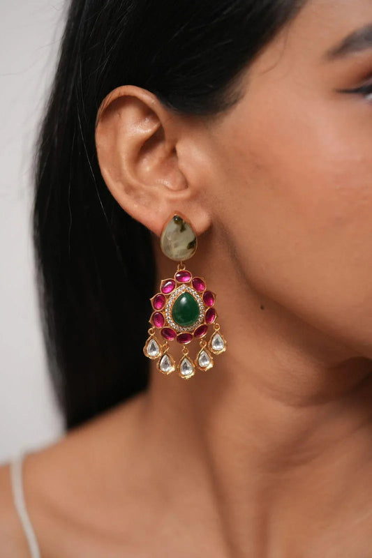 Mansi Ruby And Emerald Indian Earrings