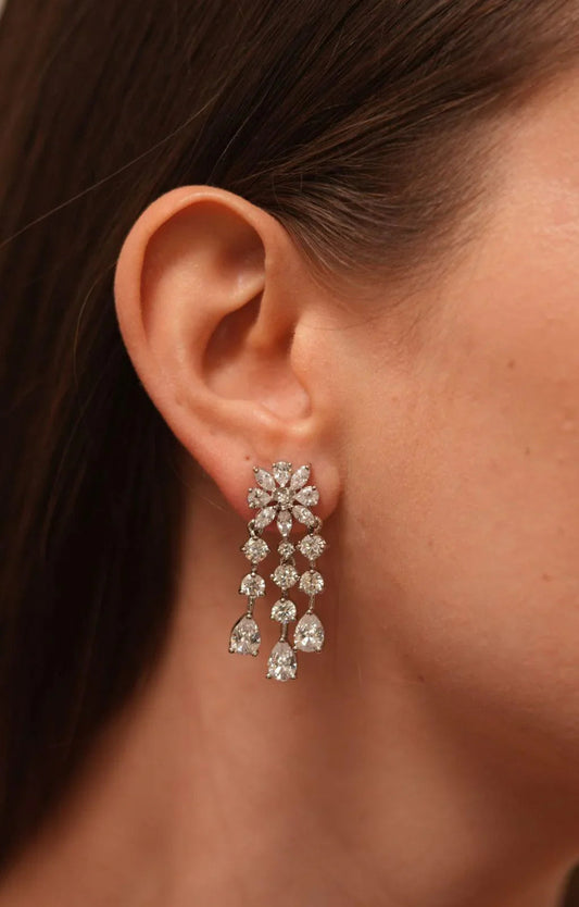 Floral Plethora Mid Sizes Diamond Earrings | Light Sized