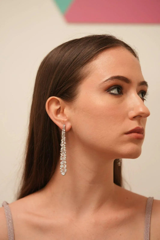 Diamond Glaze Long Earrings Multi Solitaire