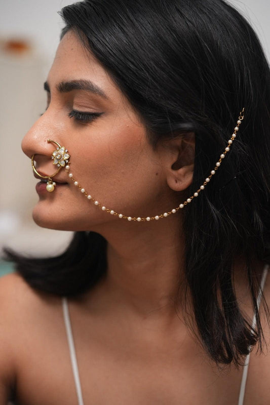 Fool Ki Dhar Polki Moissanite Gold Nath | Nose Ring