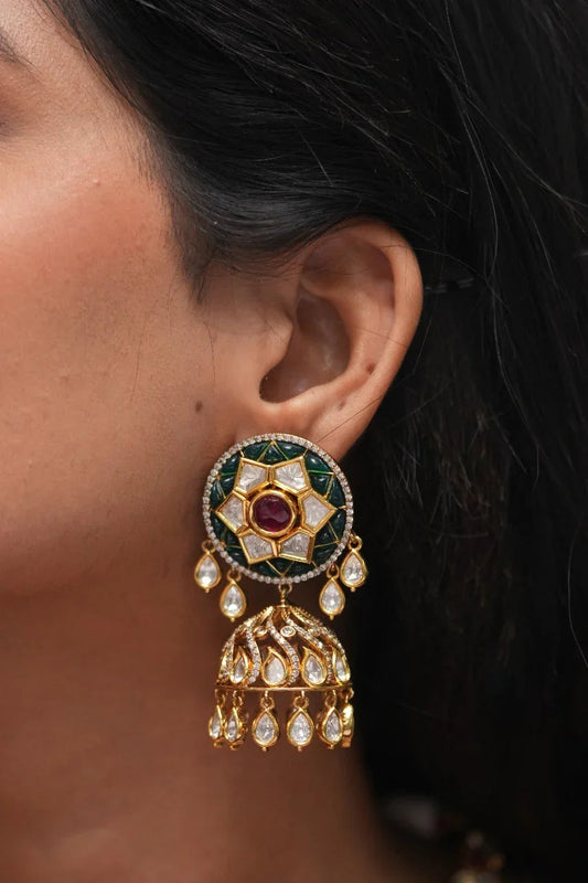 Aadhya Designer Polki Moissanite Hasli with Jhumka