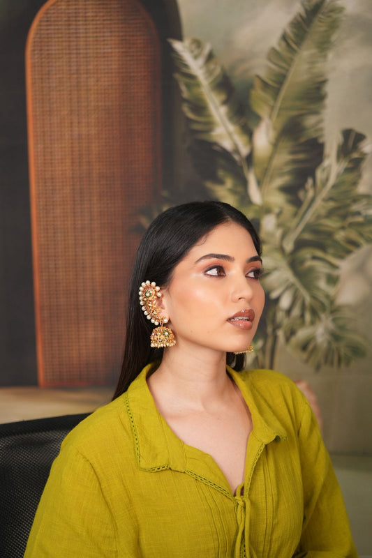 Piya Polki Earcuff Indian Gold Jhumka