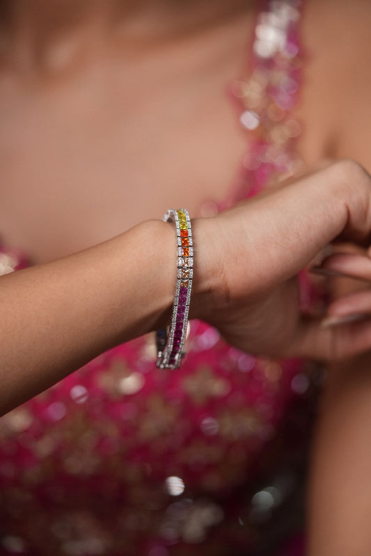 Rainbow Multicoloured Diamond Gemstone Bracelet