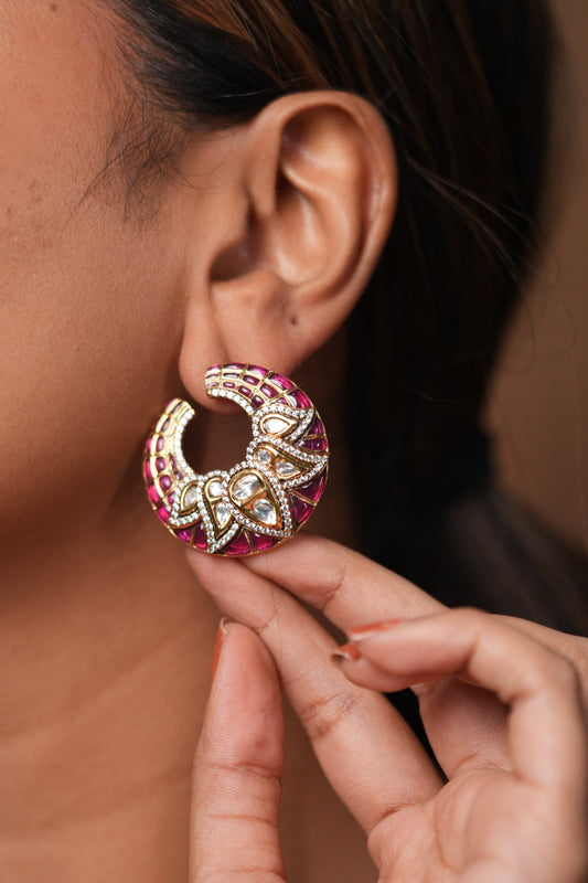 Bipasha Moissanite Polki Indo Western Studs