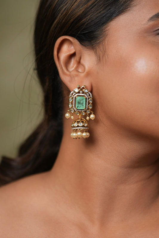Bhairavi Polki Moissanite Big Stud Jhumka