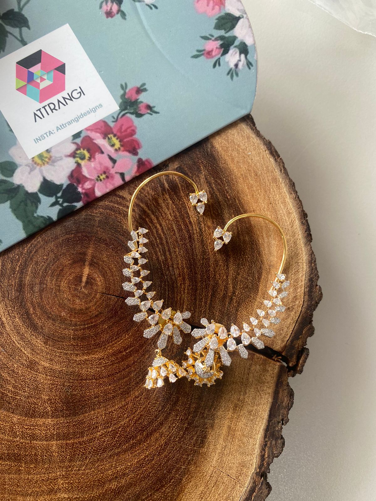Sparkling Diamond Jhumki Earcuff Earring