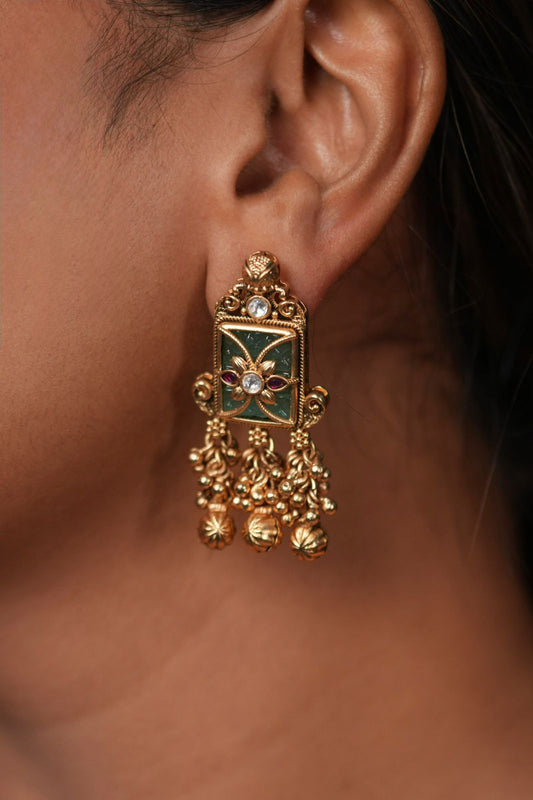 Trushita Overlay Gold Drop Stud Earrings