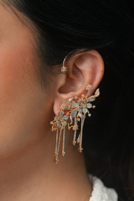 Leonardo Diamond Floral Statement Earcuff Earrings