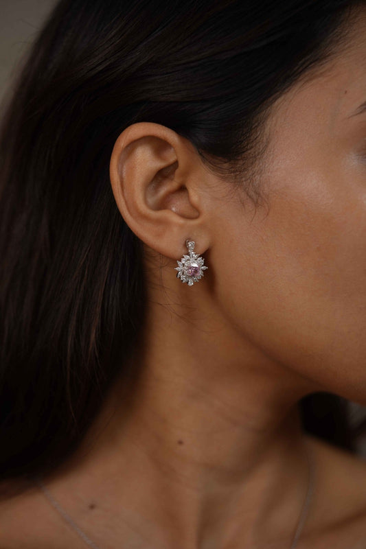 Brewing Flora Diamond Pendant Set with Earrings