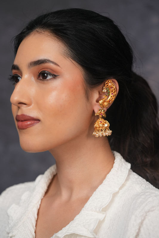 Sone Pe Suhaga Traditional Earcuff with Indian Jhumka