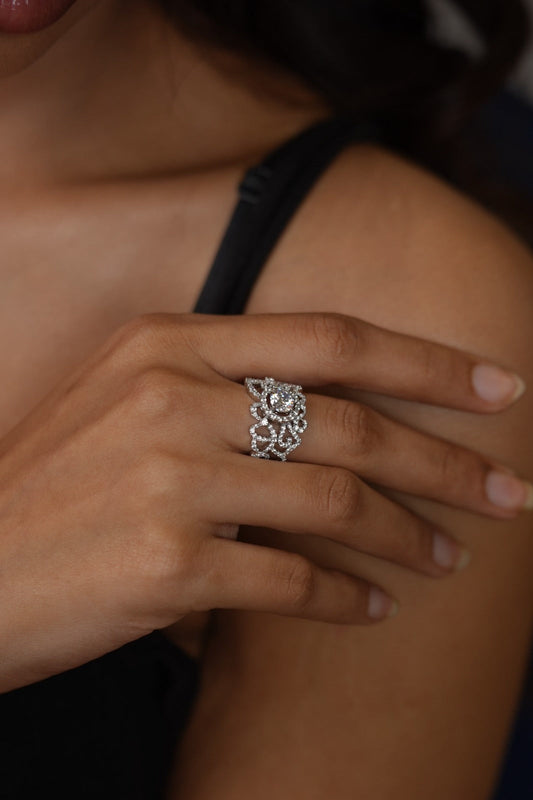 Betty 1 Carat Diamond Solitaire with Designer Band Ring