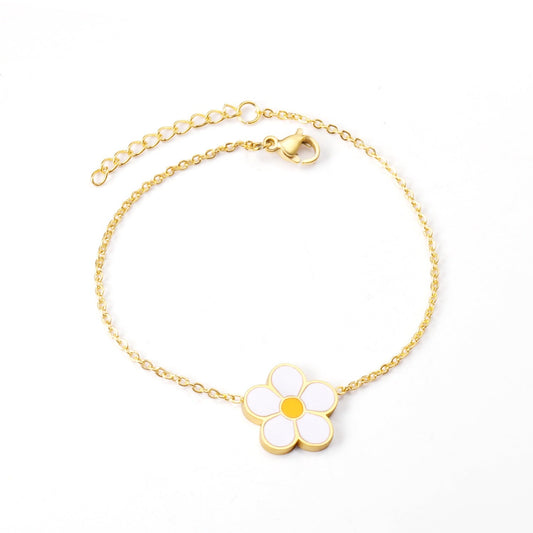 White FLower 18K Gold Plated Children's Bracelet - Twisty Locks - Kids and Women Hair Accessories, Fashion Clothing and Jewellery India