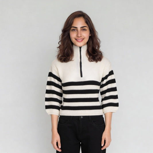 Acrylic Striped Full Sleeve Top