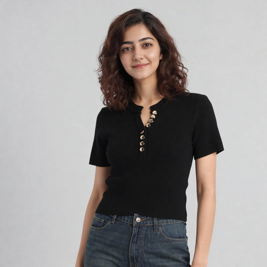 Solid Flat Knit Top