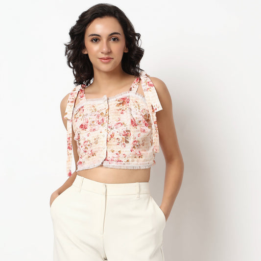 Buy Women Slim Fit Floral Sleeveless Top - Style Union