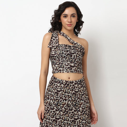 Buy Women Slim Fit Animal Print Sleeveless Top - Style Union
