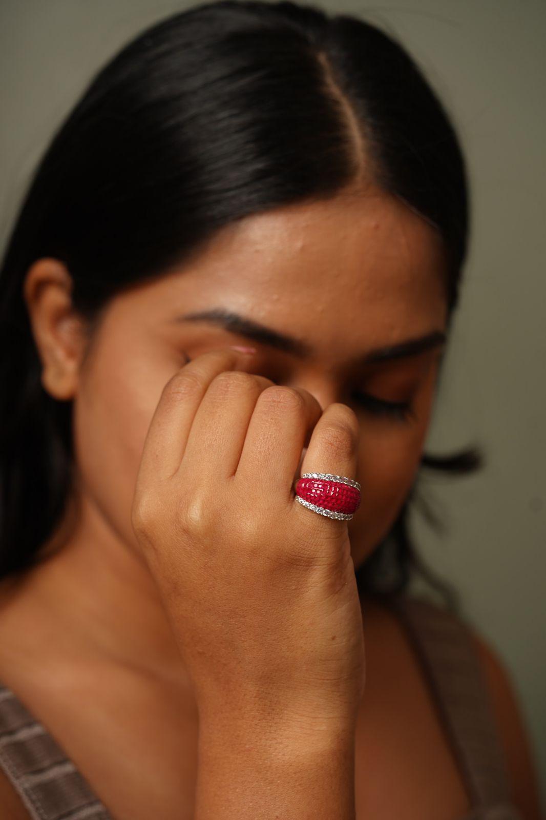 Diamond Band Ring with Coloured Stones in an Invisible Setting - Attrangi