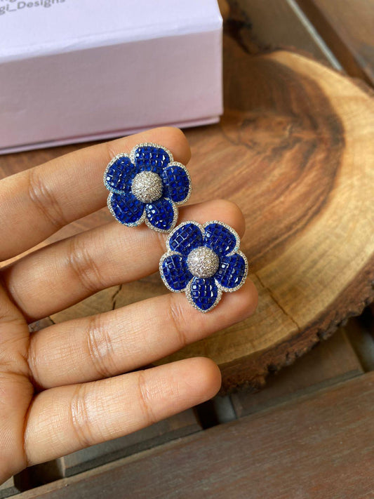 Diana Outline Floral Diamond Studs | Illusion Setting - Attrangi
