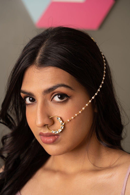 Durga Polki Multi Shaped Nath | Nose Ring - Attrangi