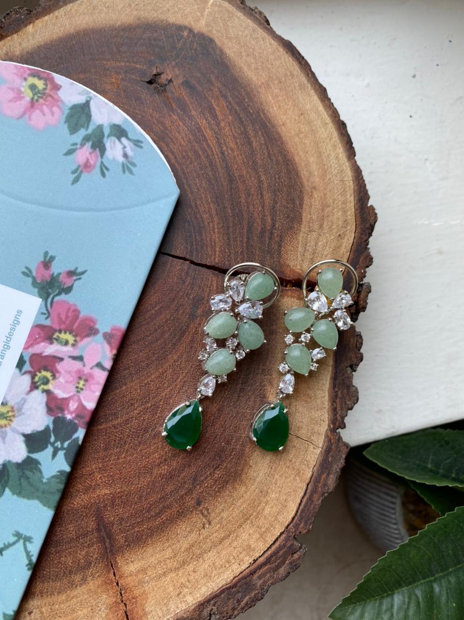 Emma Diamond Long Emerald Earrings | GemZ Collection - Attrangi